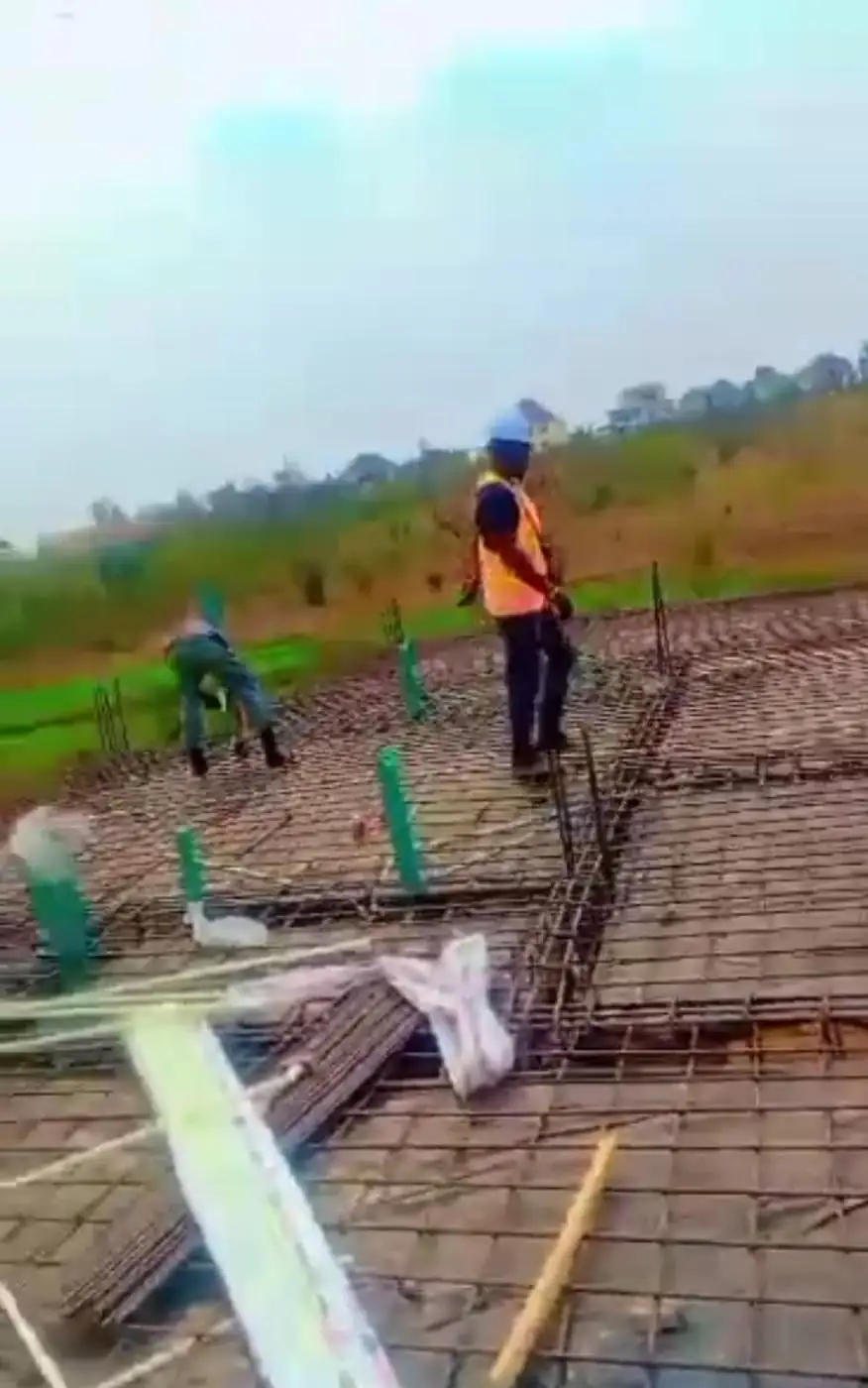 Reinforcement crew on a slab