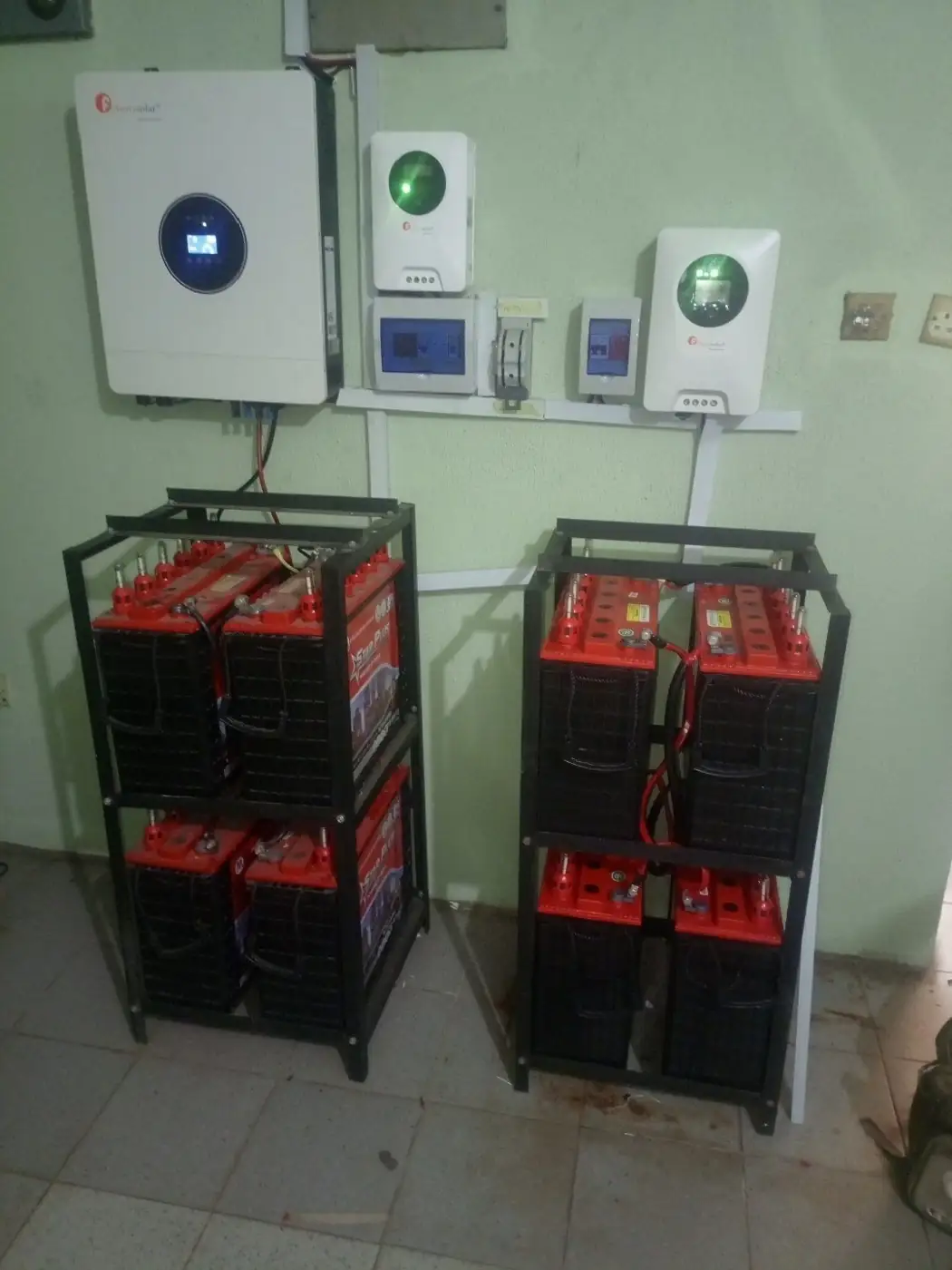 Two inverters with battery racks