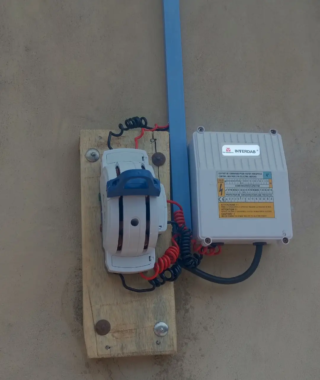 Pump starter and controller mounted on a board